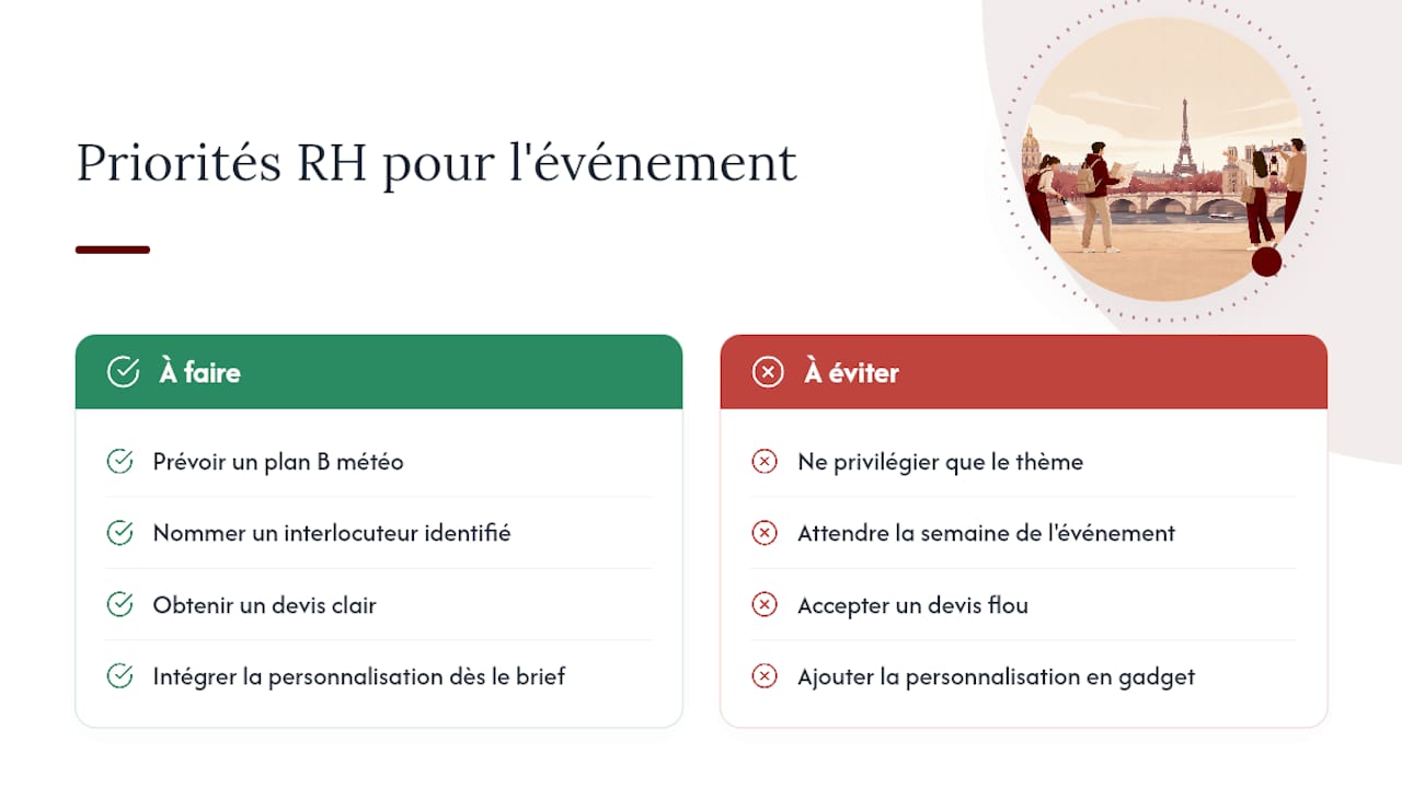 Ce qui compte vraiment quand on organise ce type d'événement — overview diagram