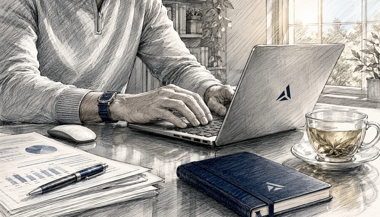 Hands typing on laptop for AI security monitoring