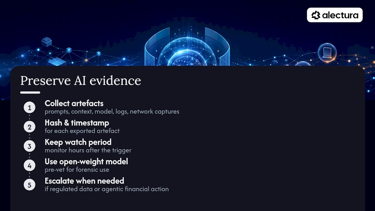 How do you preserve evidence for AI forensic investigation? — overview diagram