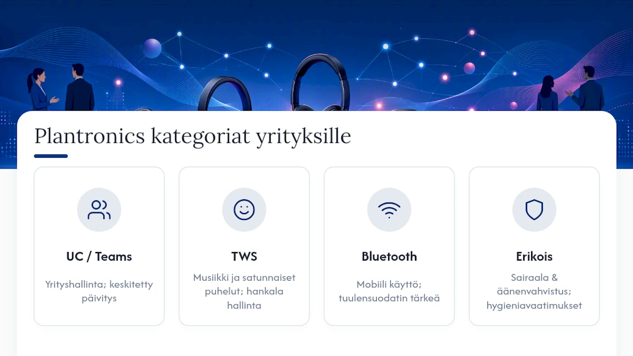 Kaavio, joka vertaa Plantronics-kuuloketyyppejä