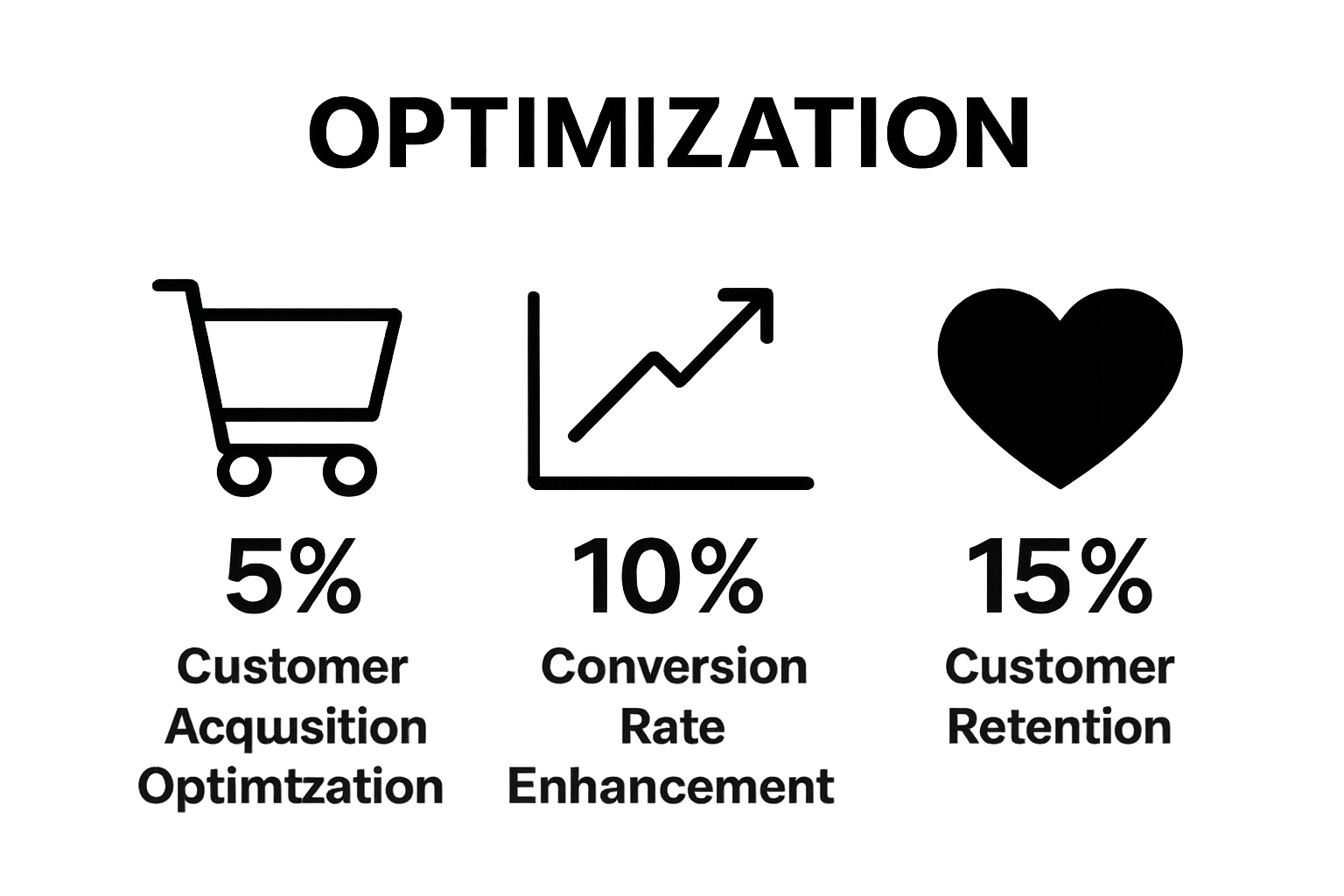 Simple infographic showing three core ecommerce growth strategy areas