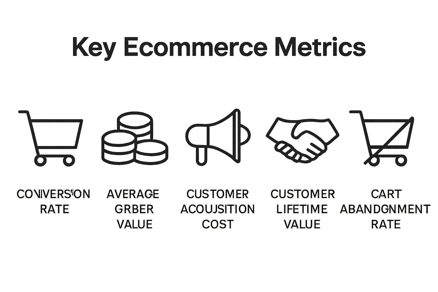 Infographic showing five key ecommerce metrics with icons