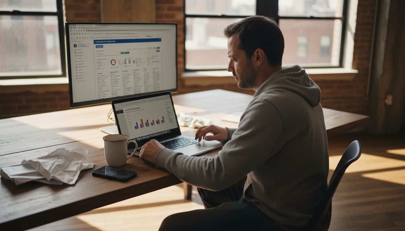 Ecommerce manager viewing analytics dashboard