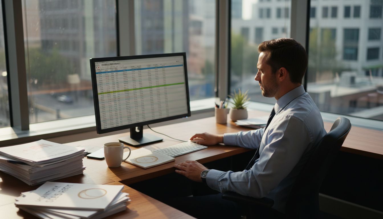 Marketing manager in e-commerce office workspace