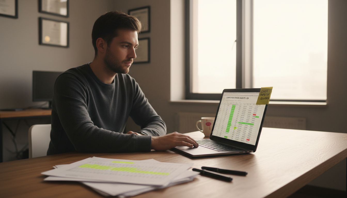 Analyst reviewing competitor data at desk