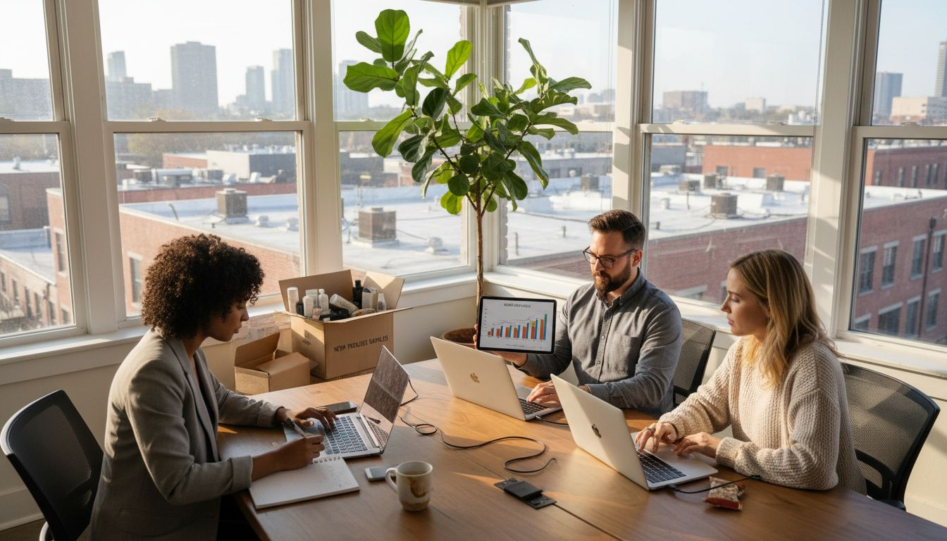 Team working in ecommerce strategy meeting