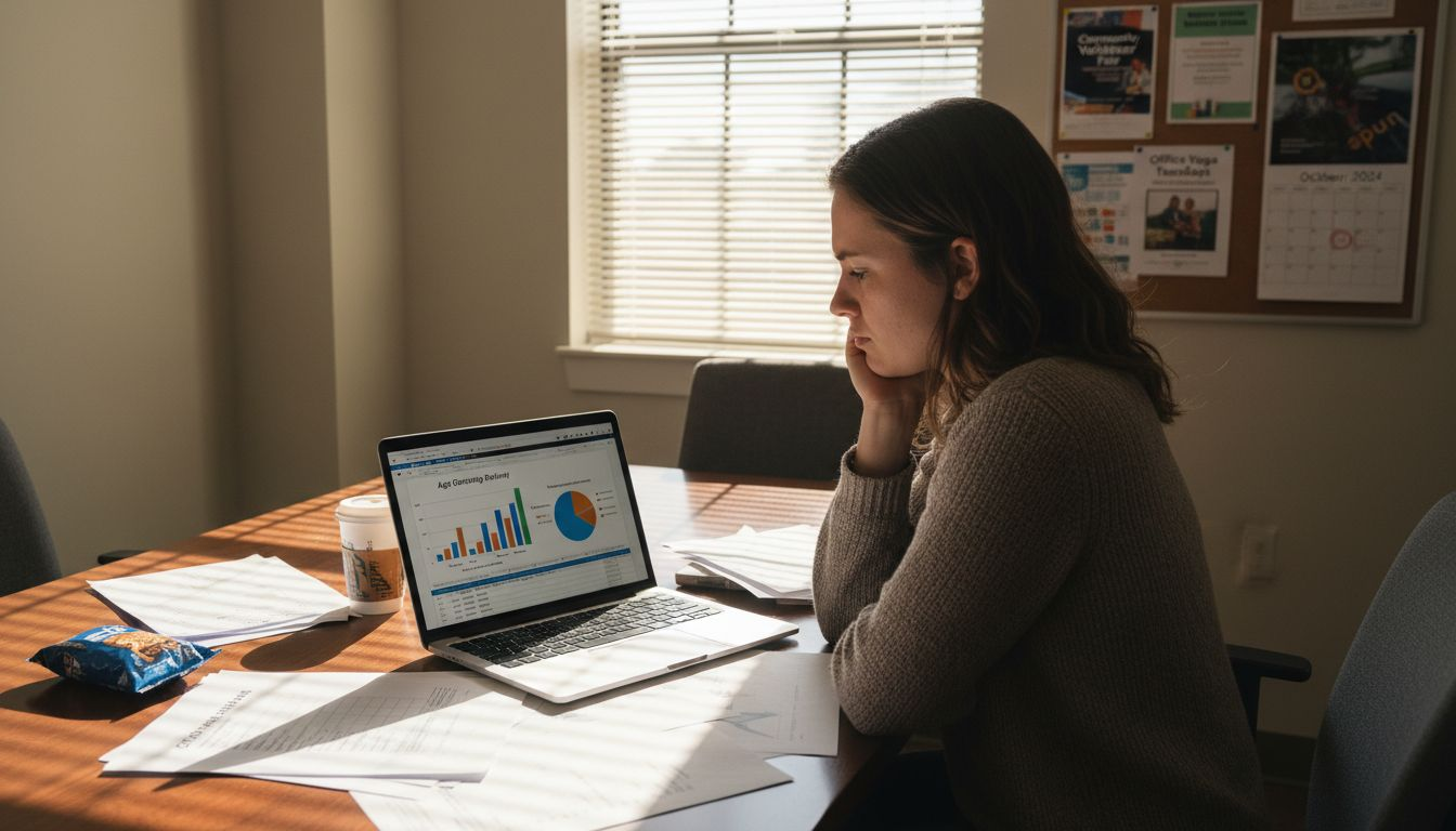 Marketer studying customer demographic charts