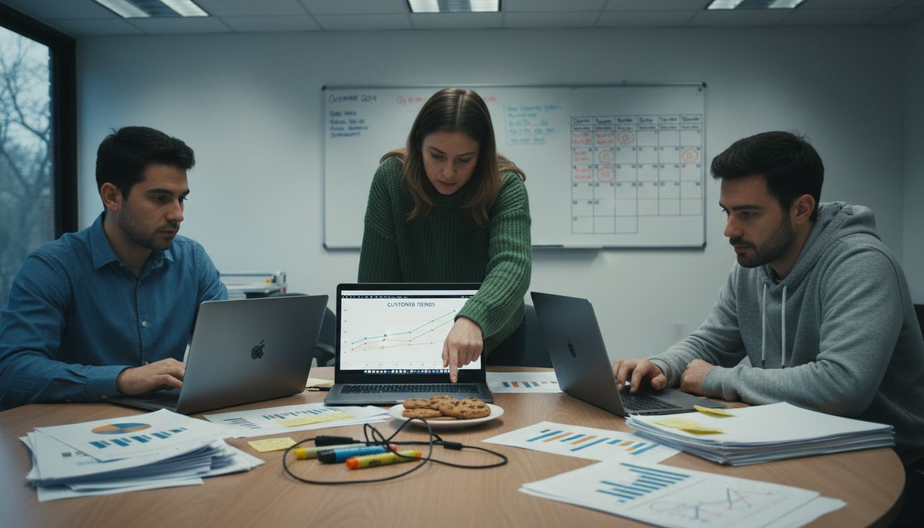 Team reviewing ecommerce product analytics charts