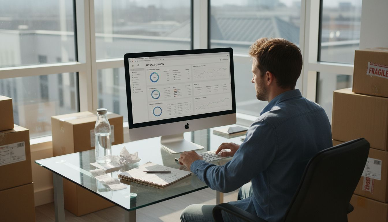 Ecommerce manager viewing sales dashboard