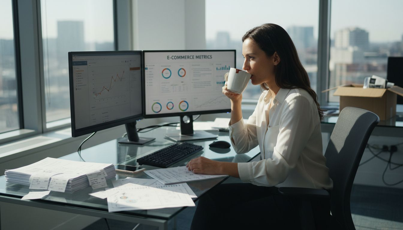 E-commerce manager reviews online store metrics
