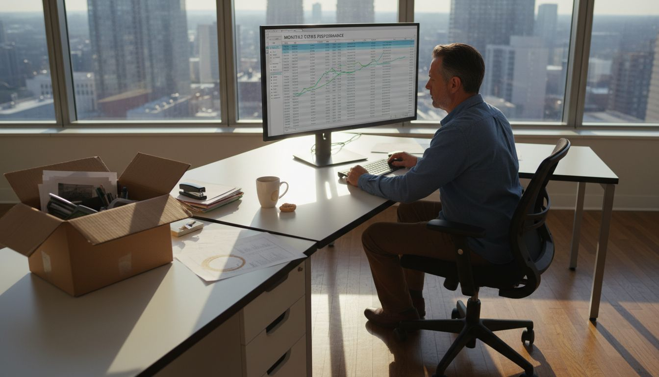 Manager reviewing ecommerce analytics export