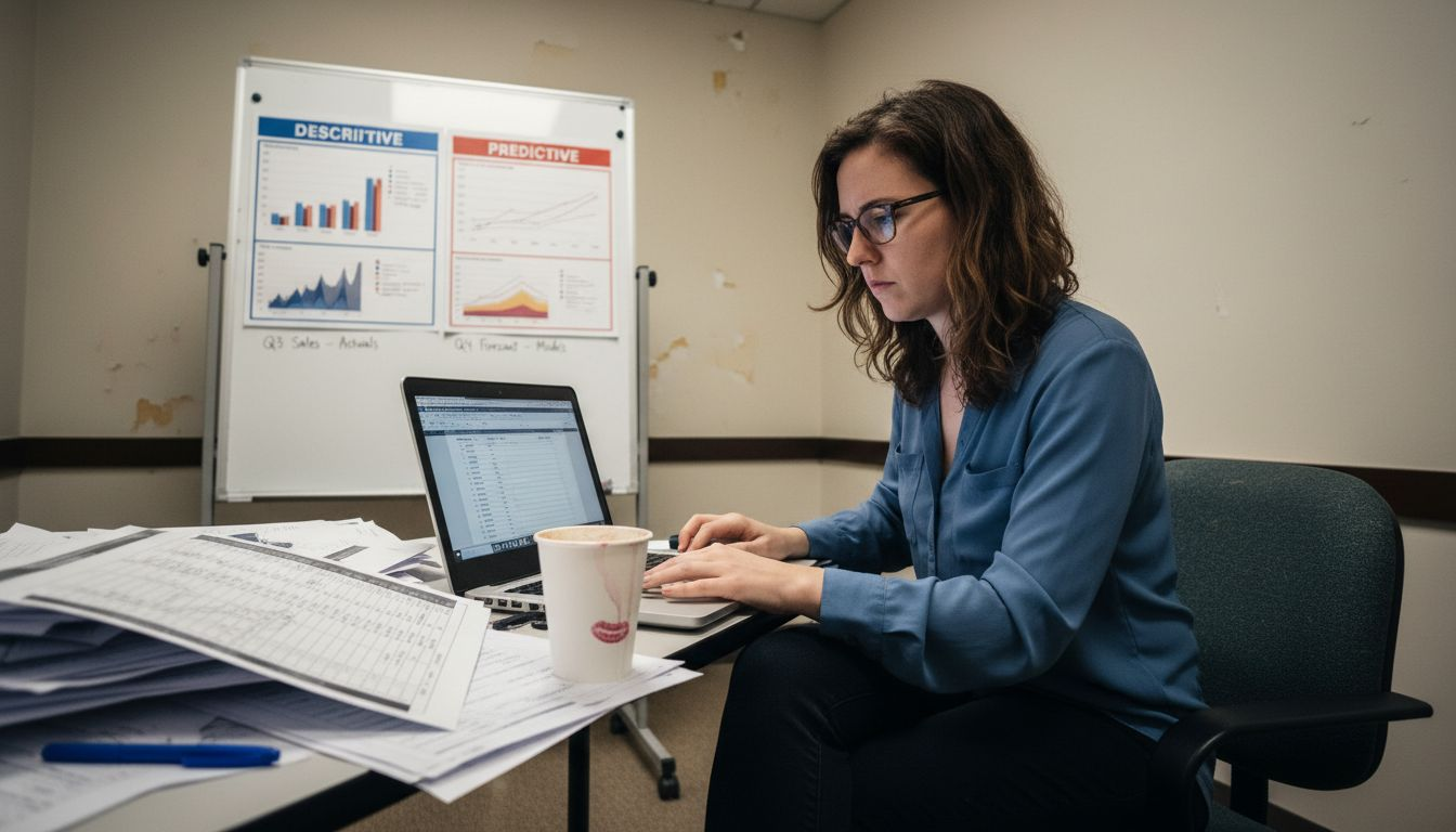 Analyst comparing descriptive versus predictive exports