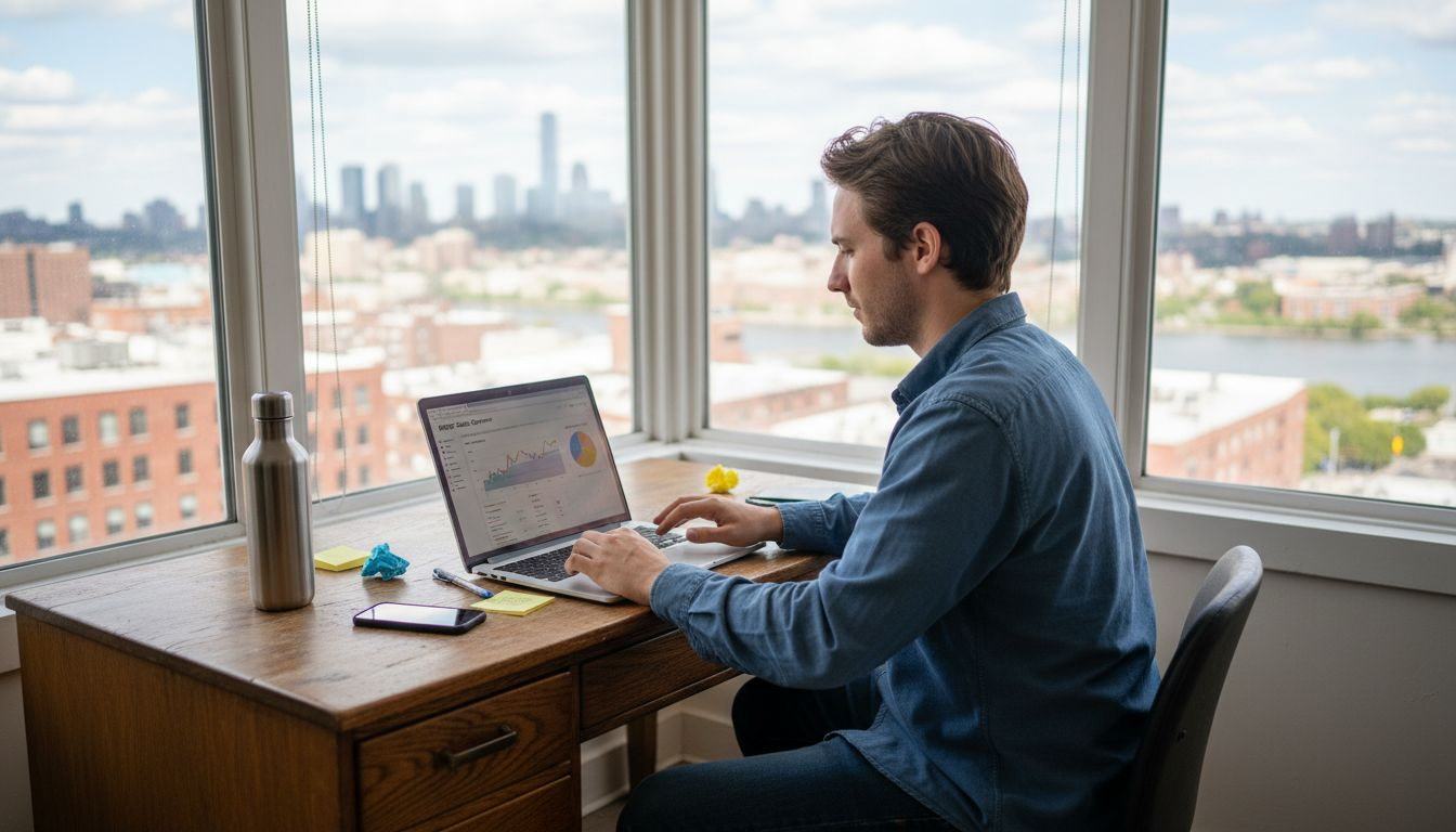 Shopify sales analytics dashboard in small office