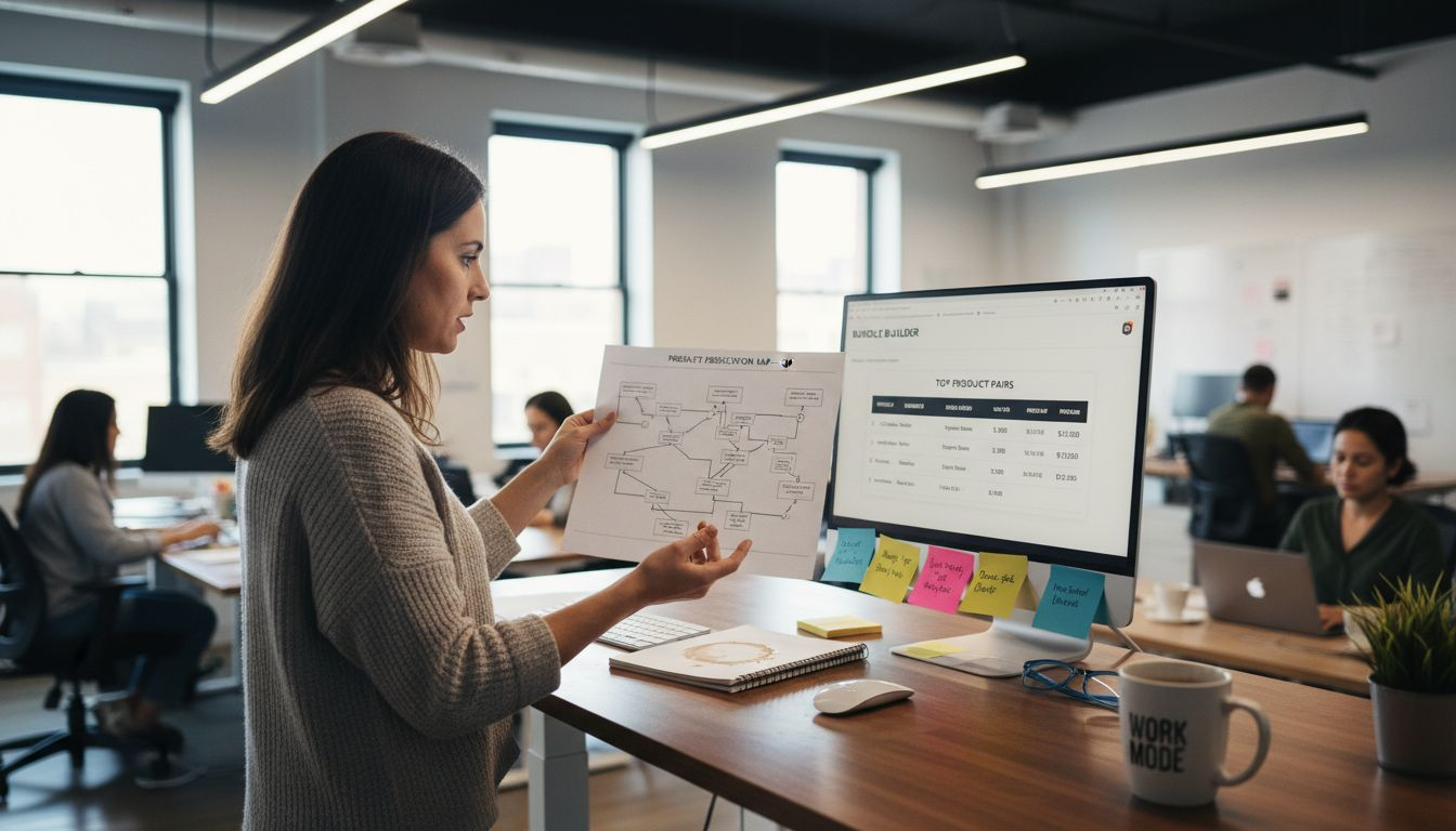 Manager reviews Shopify product bundling data