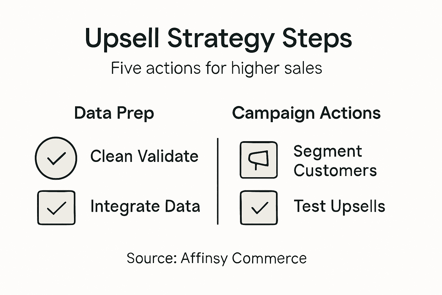 Infographic outlining upsell strategy steps