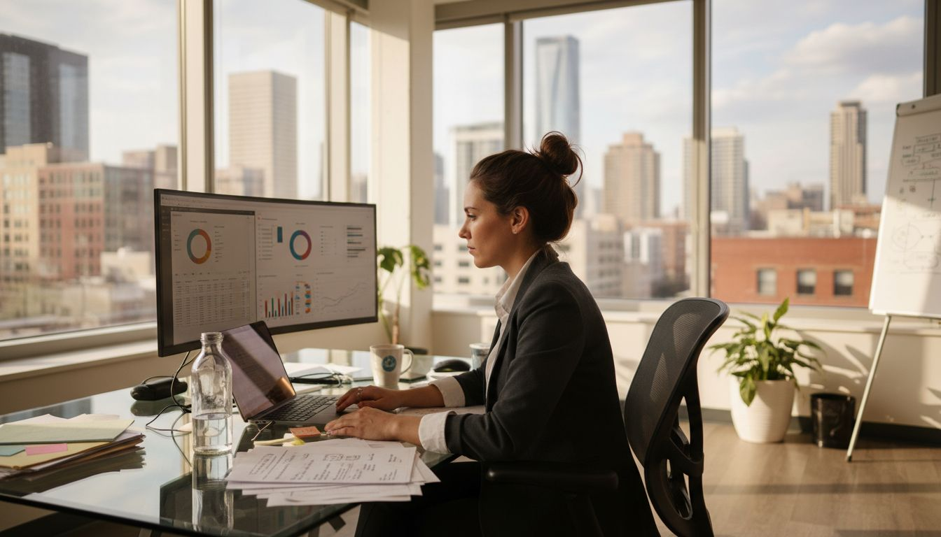 Manager reviewing agentic commerce analytics