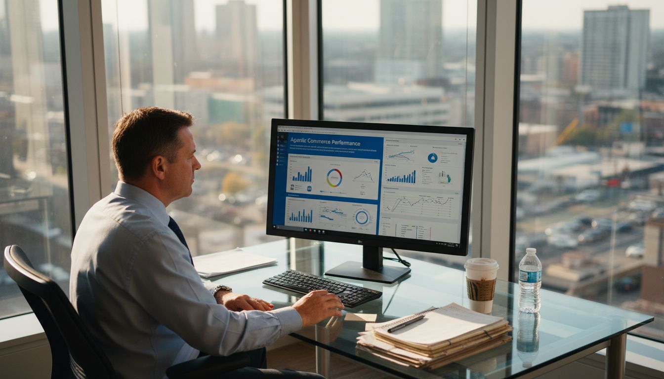 Retail manager viewing AI sales analytics