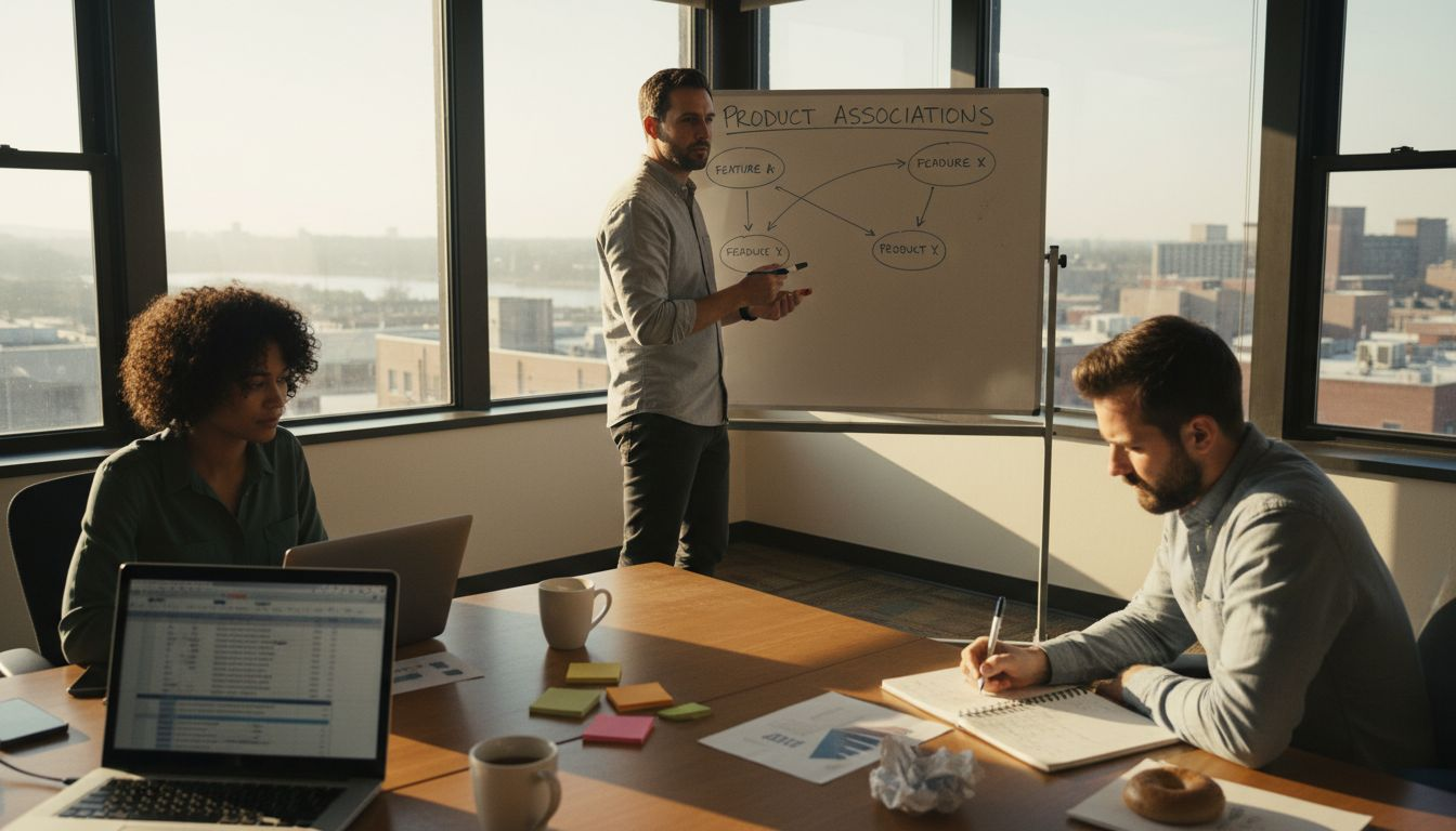 Sales team analyzing cross-sell strategies