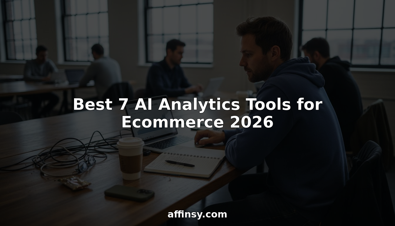 Ecommerce analyst at shared desk reviewing sales dashboard