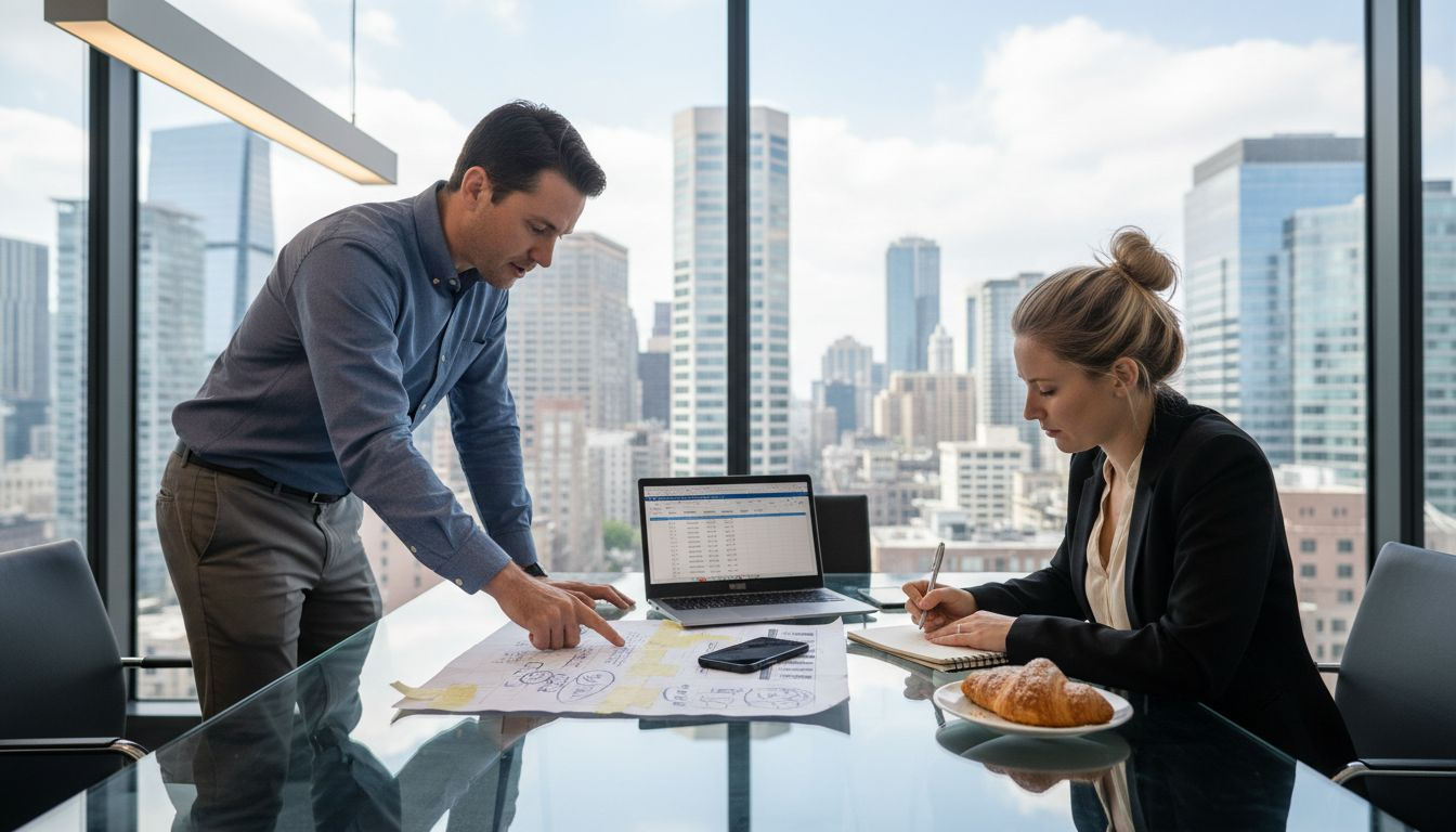 Colleagues debate product bundling around table