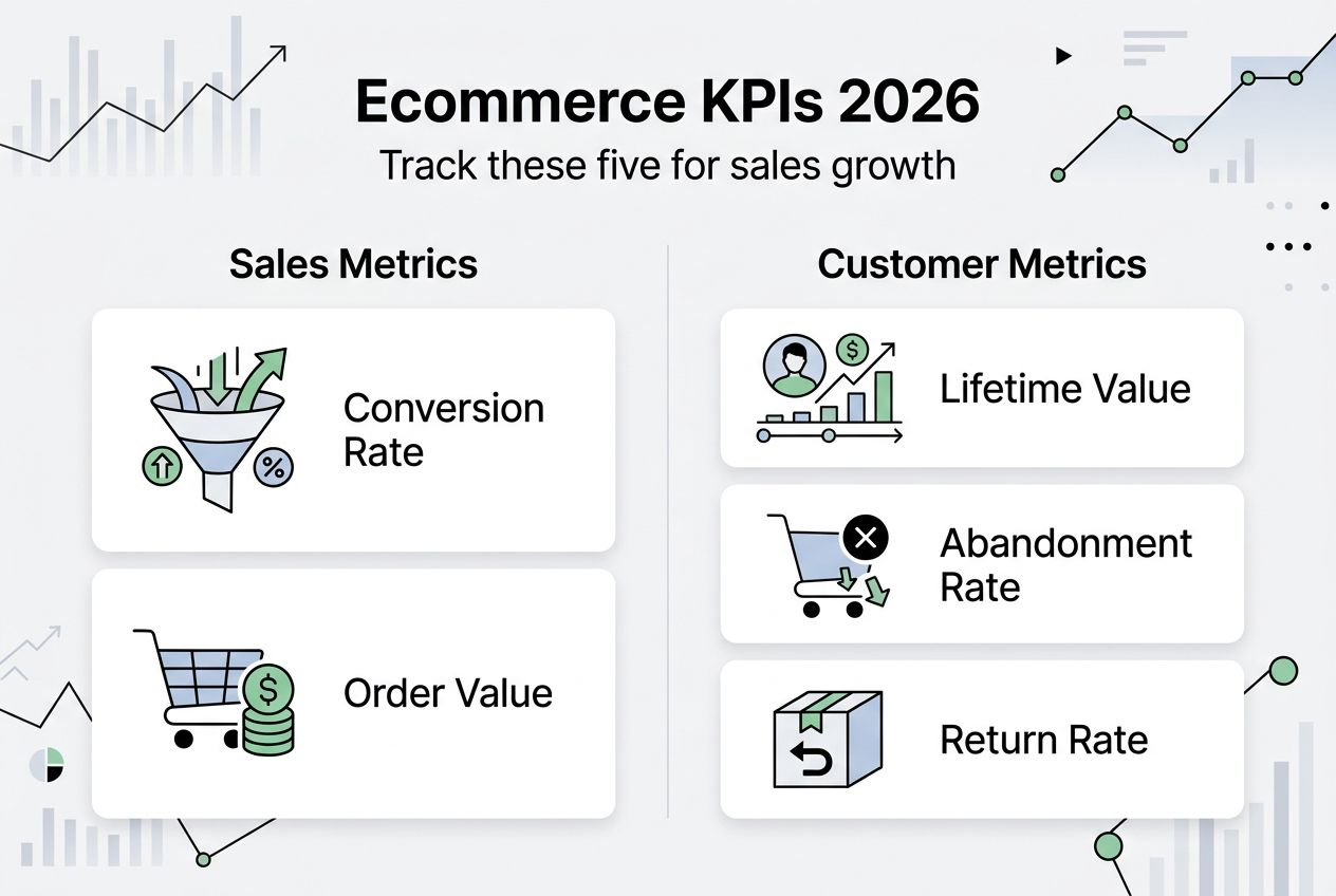 Infographic of five ecommerce KPI metrics