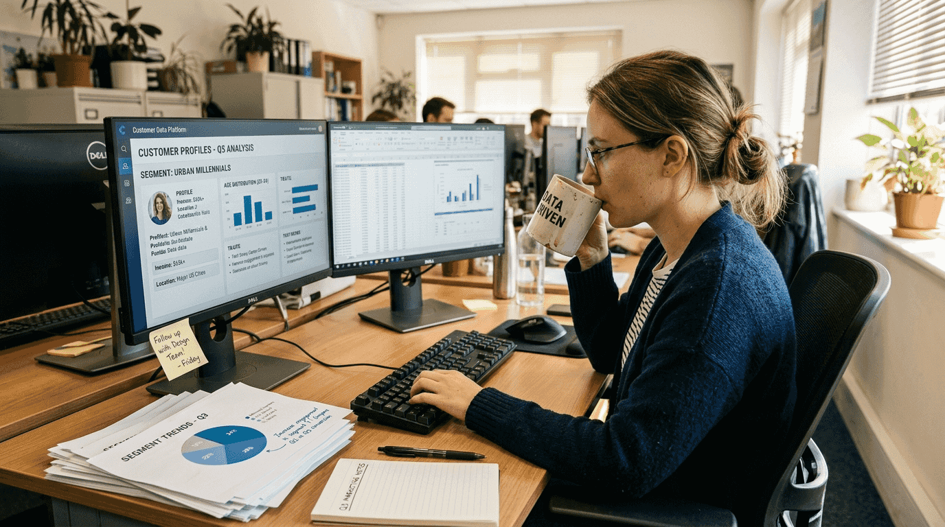 Analyst segmenting e-commerce customer groups