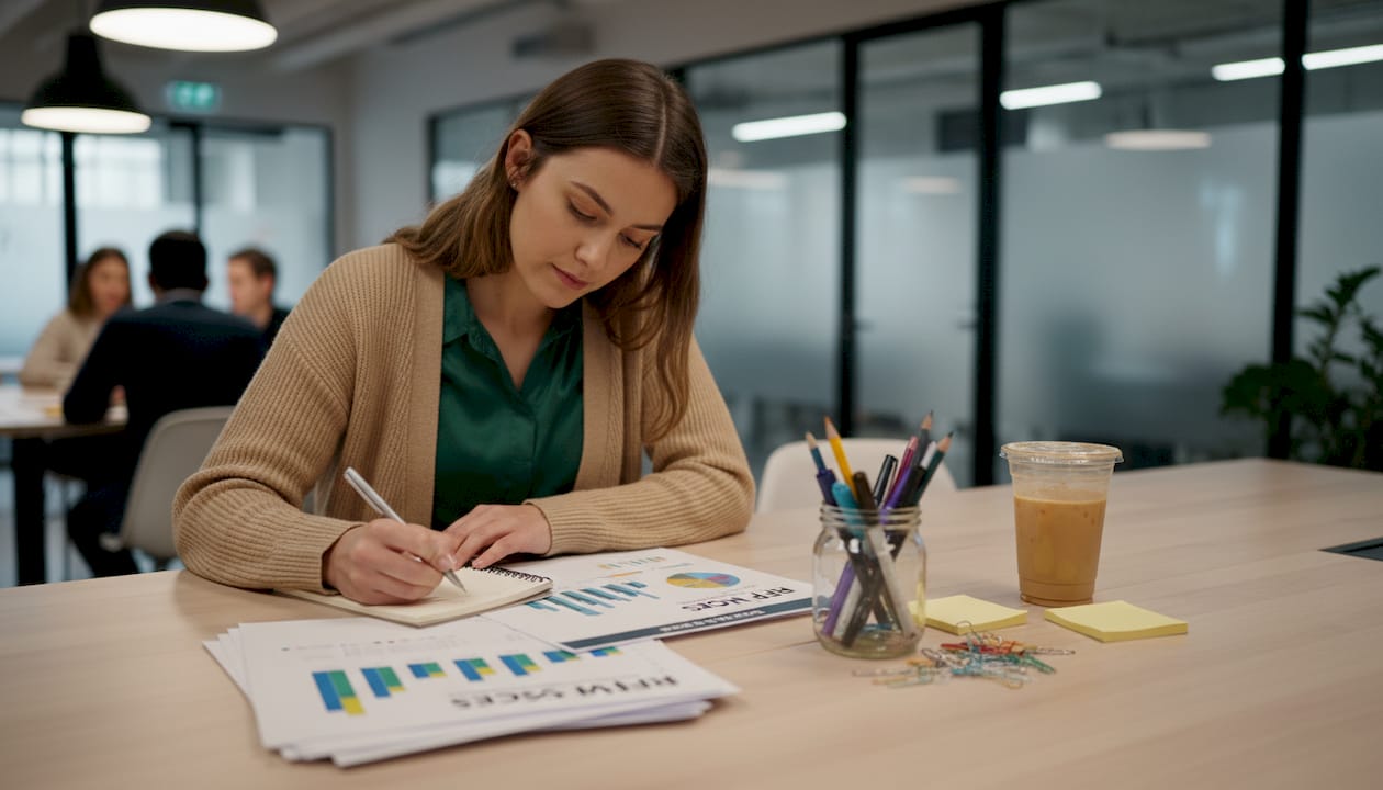 Marketing specialist calculating RFM scores at table
