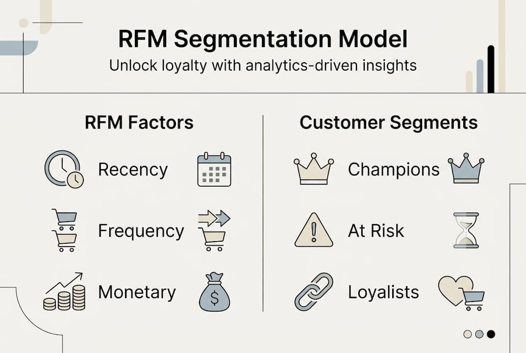 RFM segmentation infographic with factors and segments