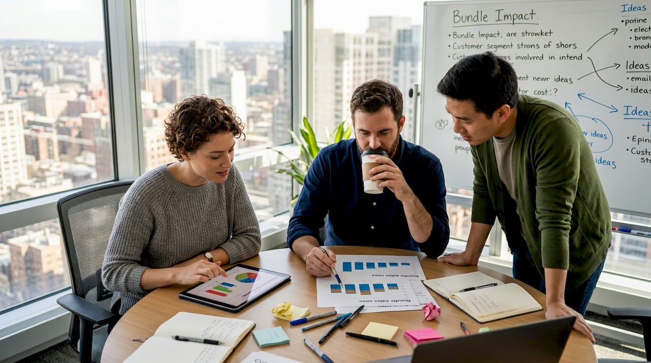 Team meeting on product bundling strategies
