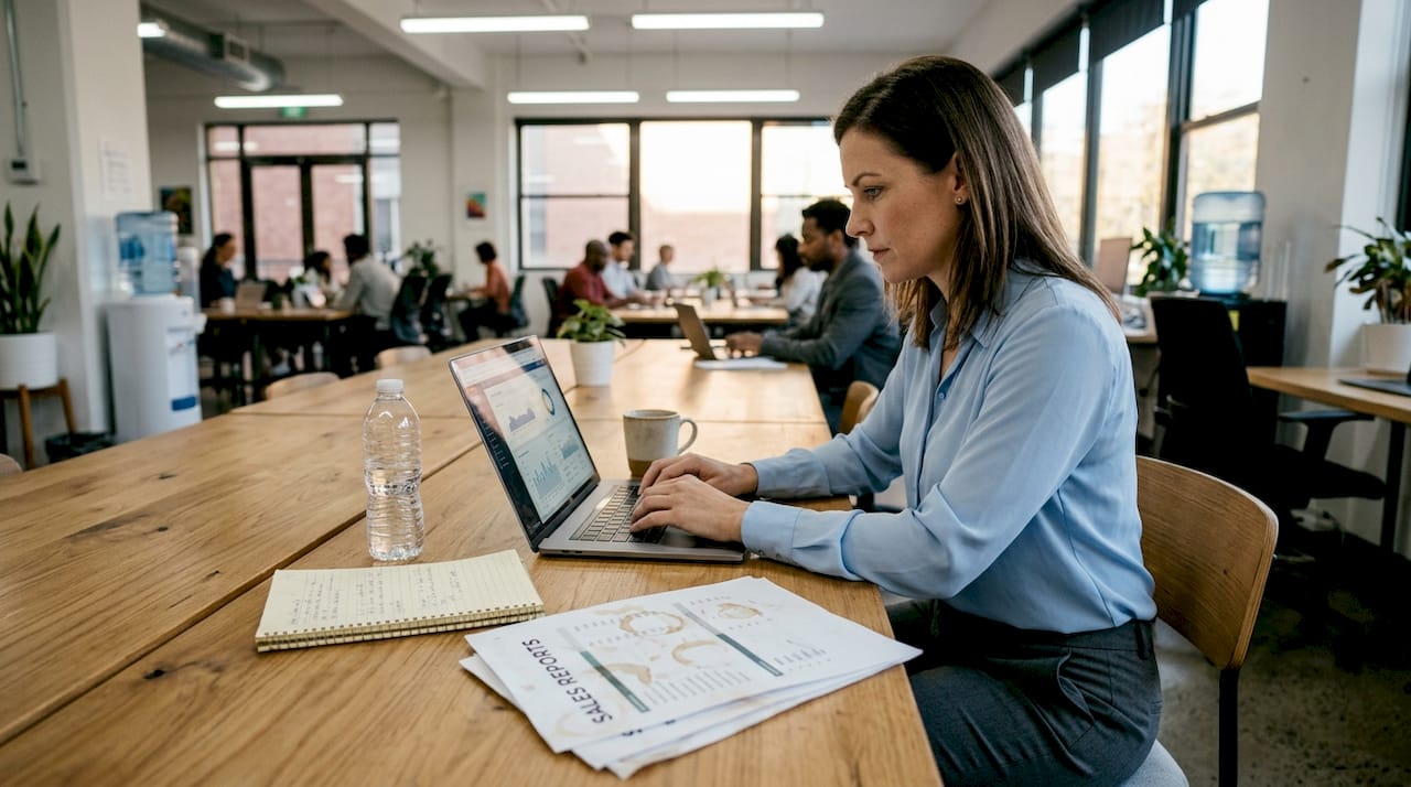 E-commerce manager reviewing analytics dashboard