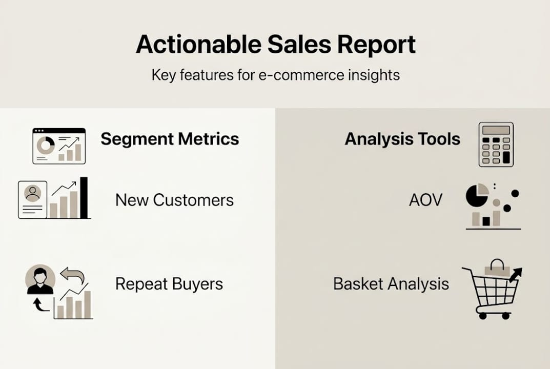 Infographic shows key sales report features
