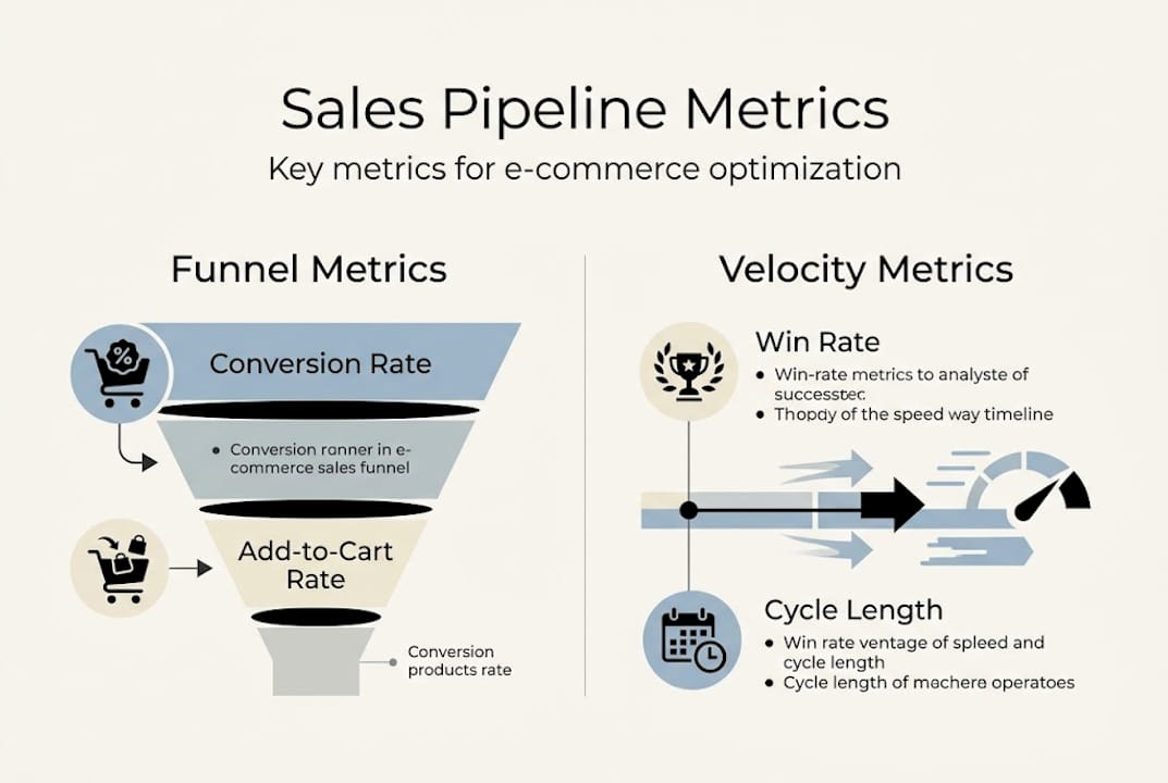 Infographic illustrating e-commerce sales pipeline metrics