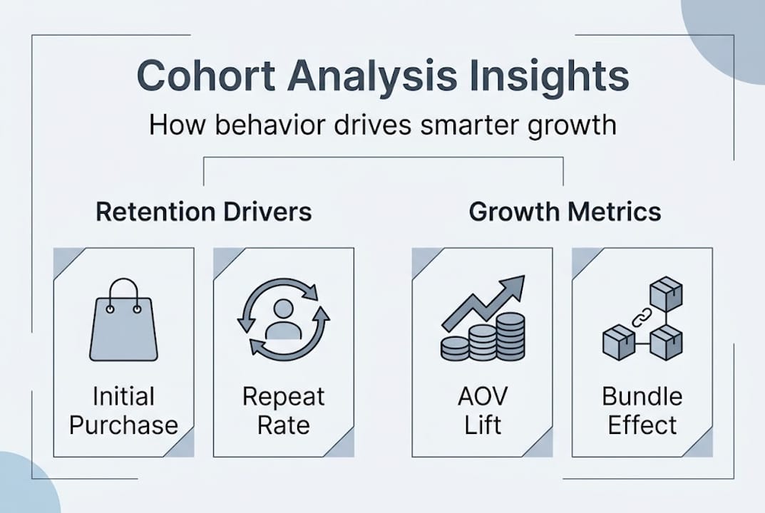 Infographic showing cohort analysis key metrics