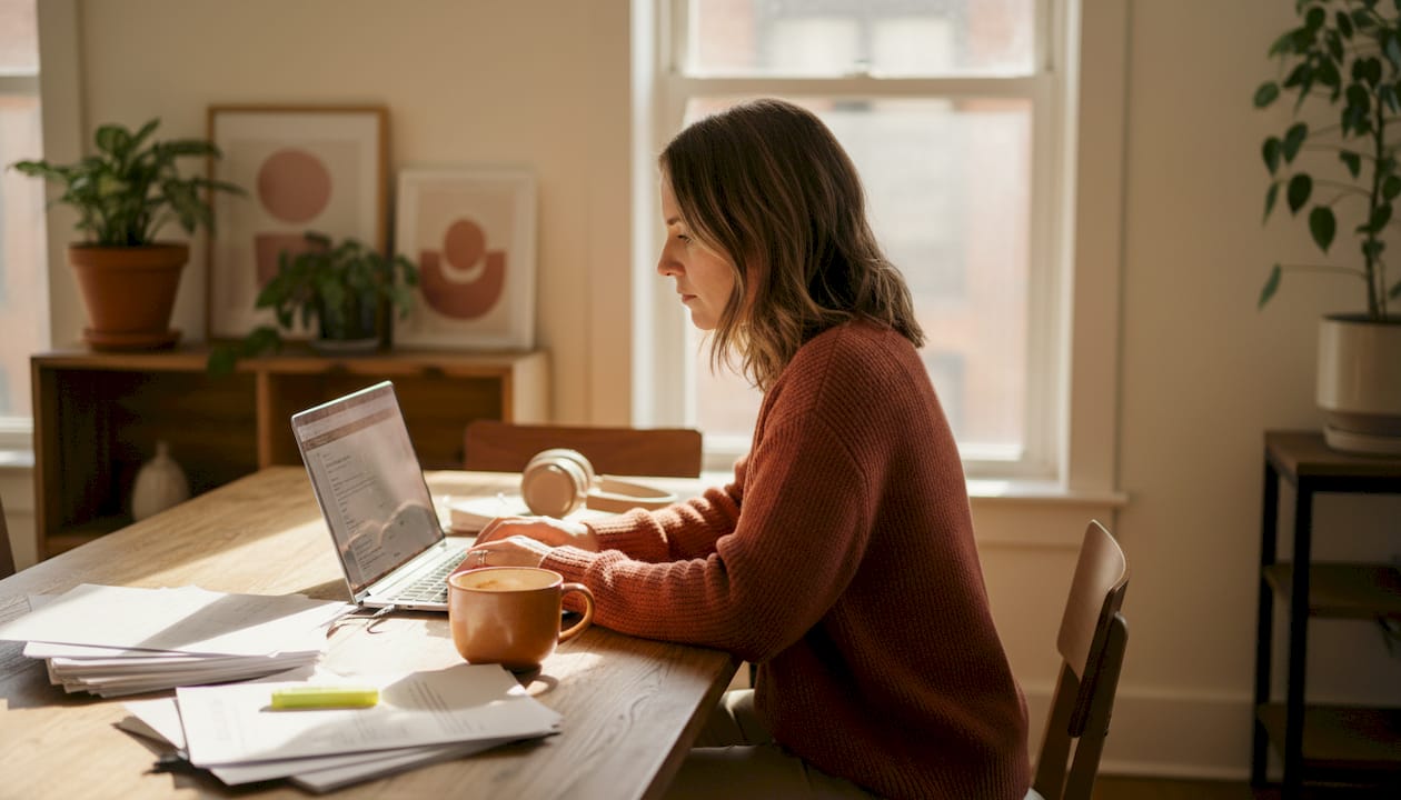 E-commerce analyst reviewing order dashboard at home