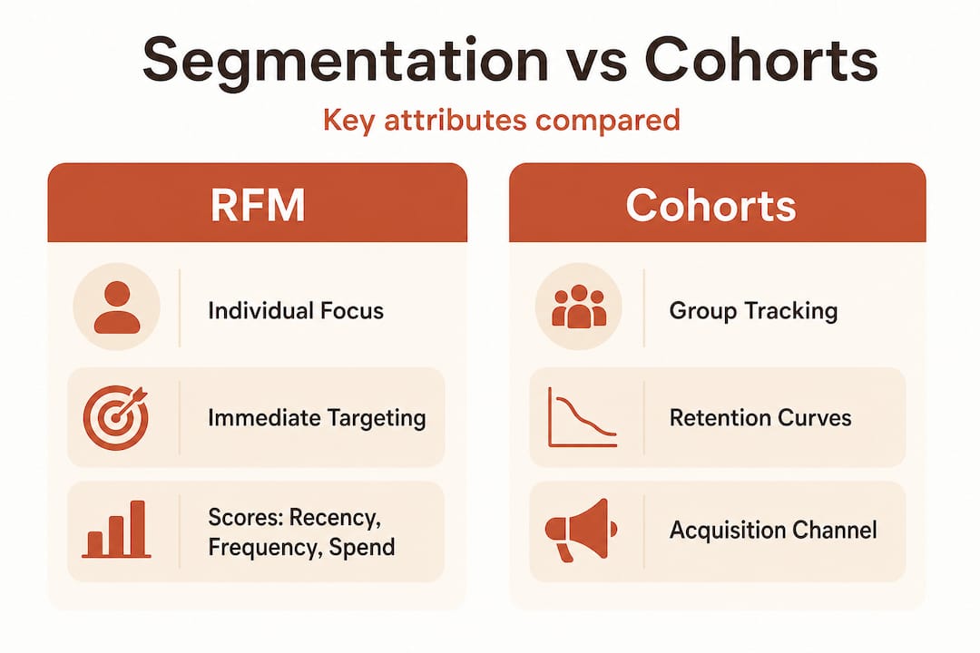 Infographic comparing RFM and cohort frameworks