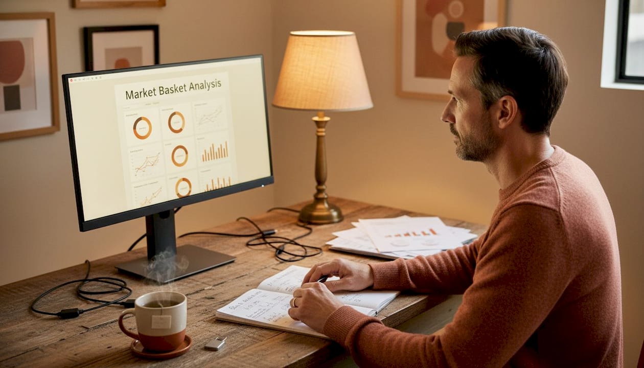 Office worker checking bundle analytics dashboard
