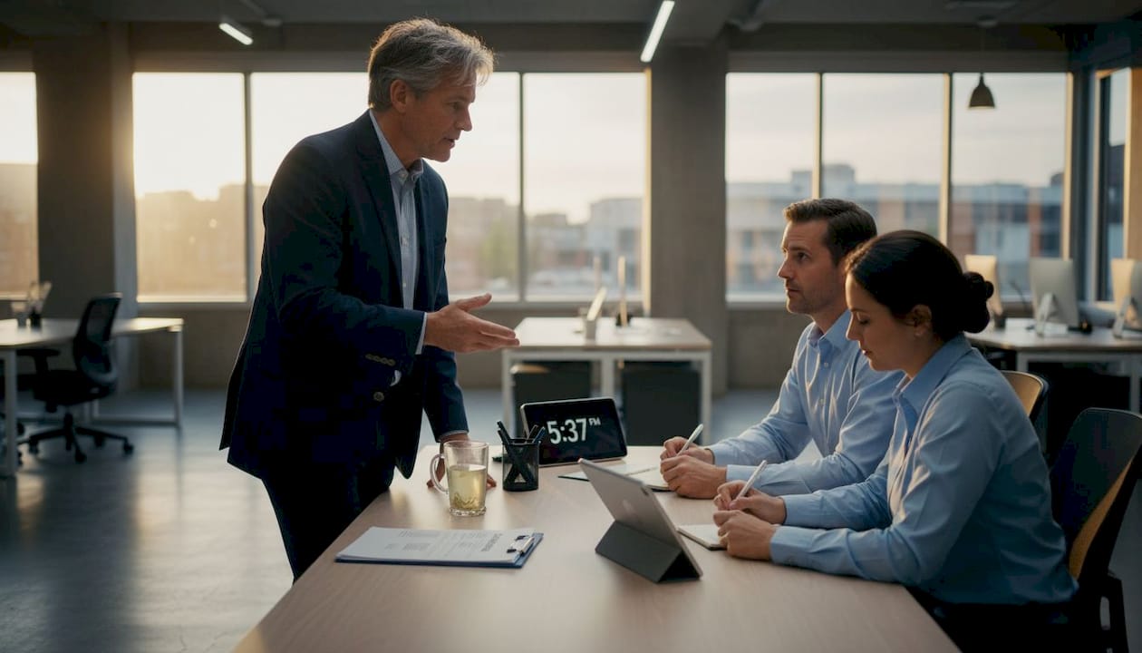 Team discussing bundle configuration on monitor