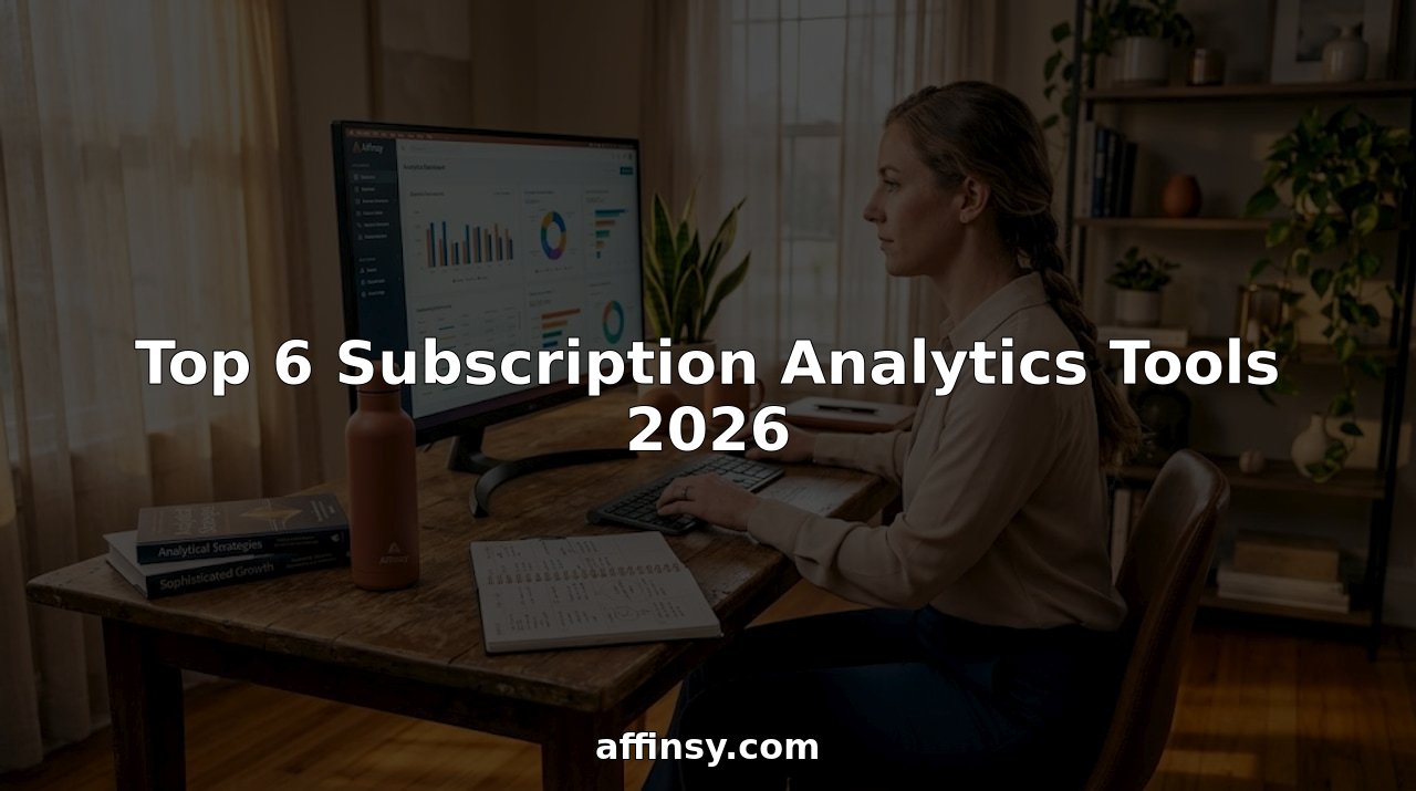 Woman analyzing subscription dashboard in bright office