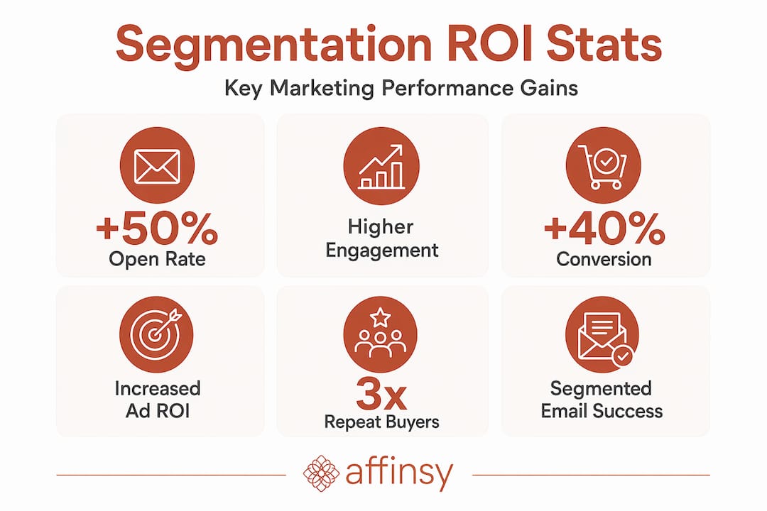 Infographic with Shopify segmentation performance statistics