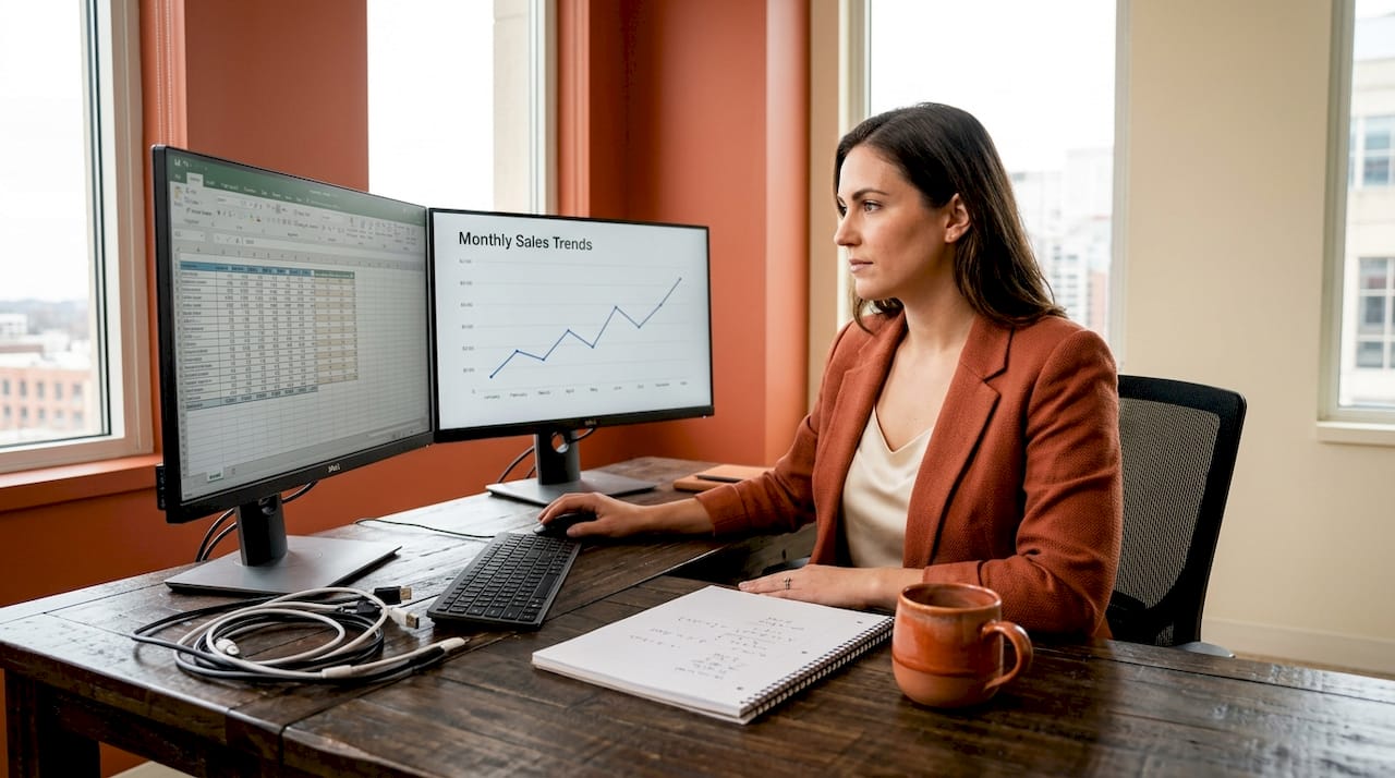 Ecommerce analyst reviewing transaction data