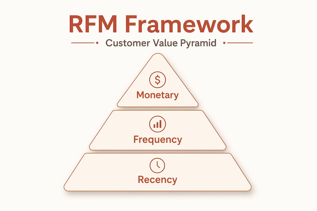 Infographic showing RFM pyramid framework