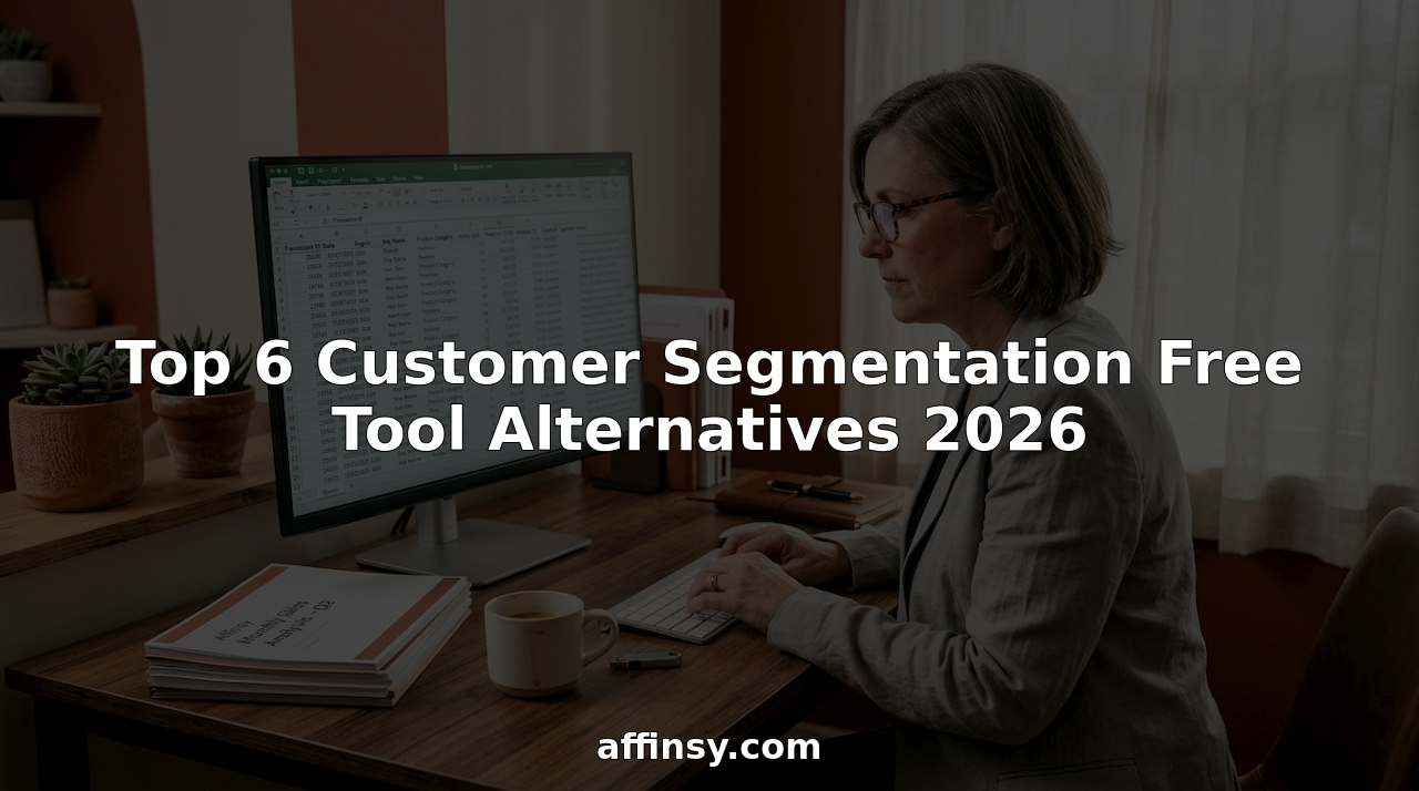 Businesswoman reviews customer segmentation spreadsheet