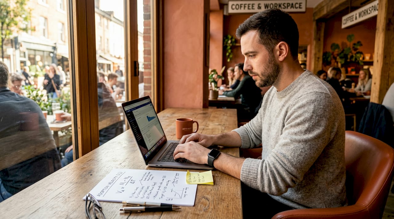 Data analyst working on adoption velocity formulas