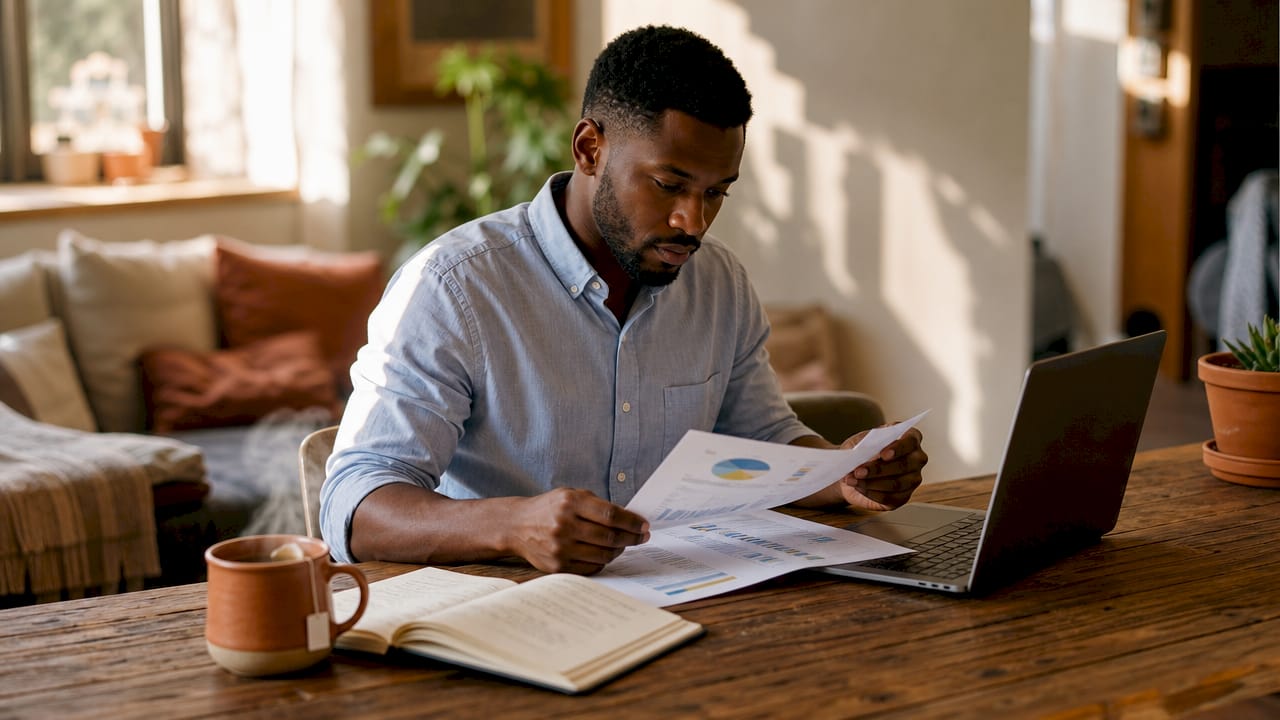 Hands typing next to printed ecommerce reports