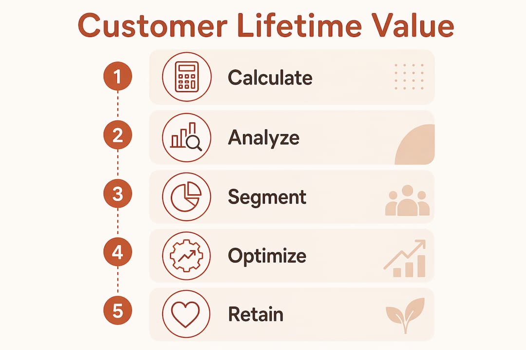 Infographic flow of customer lifetime value process