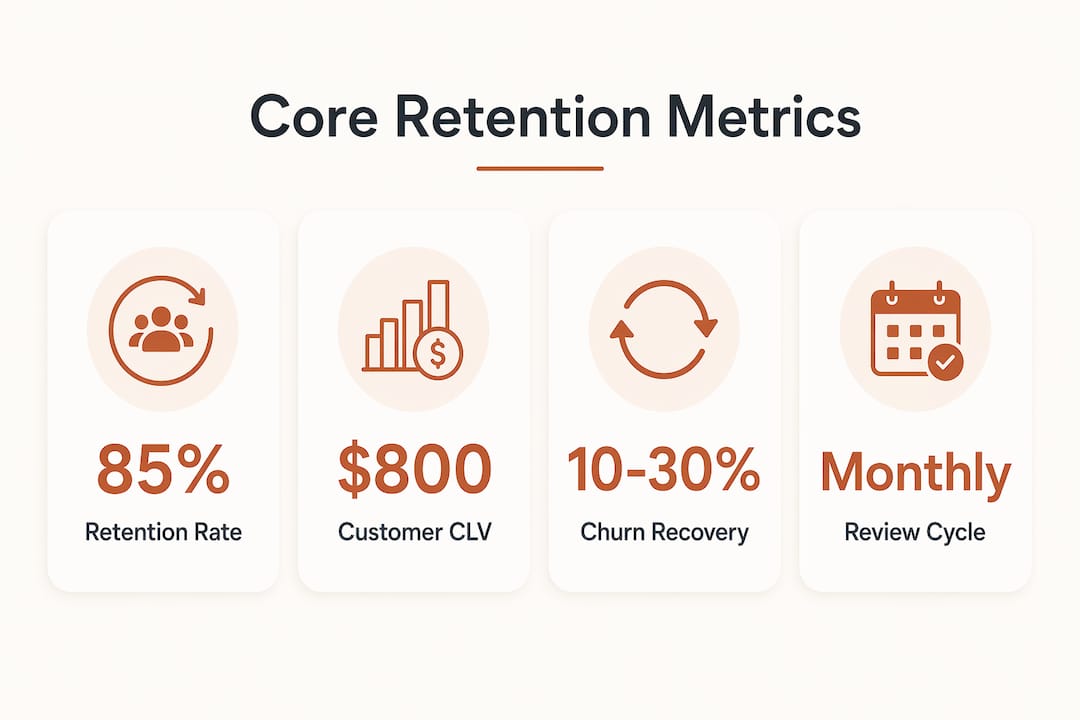 Infographic showing core customer retention metrics overview