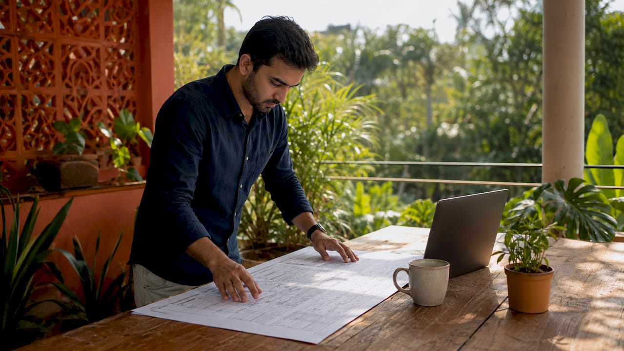 Data analyst reviewing printed transaction spreadsheets
