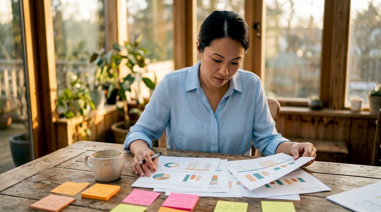 Woman analyzing ecommerce retention data