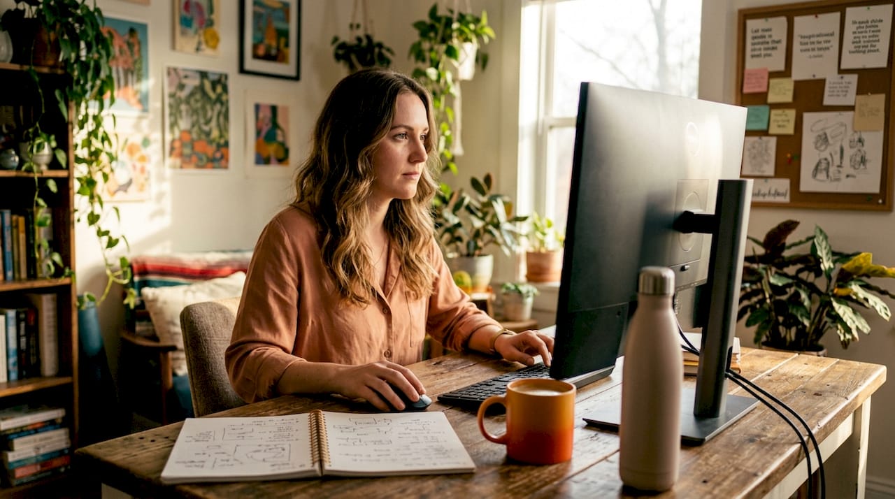 Side profile of female marketing analyst working on segmentation