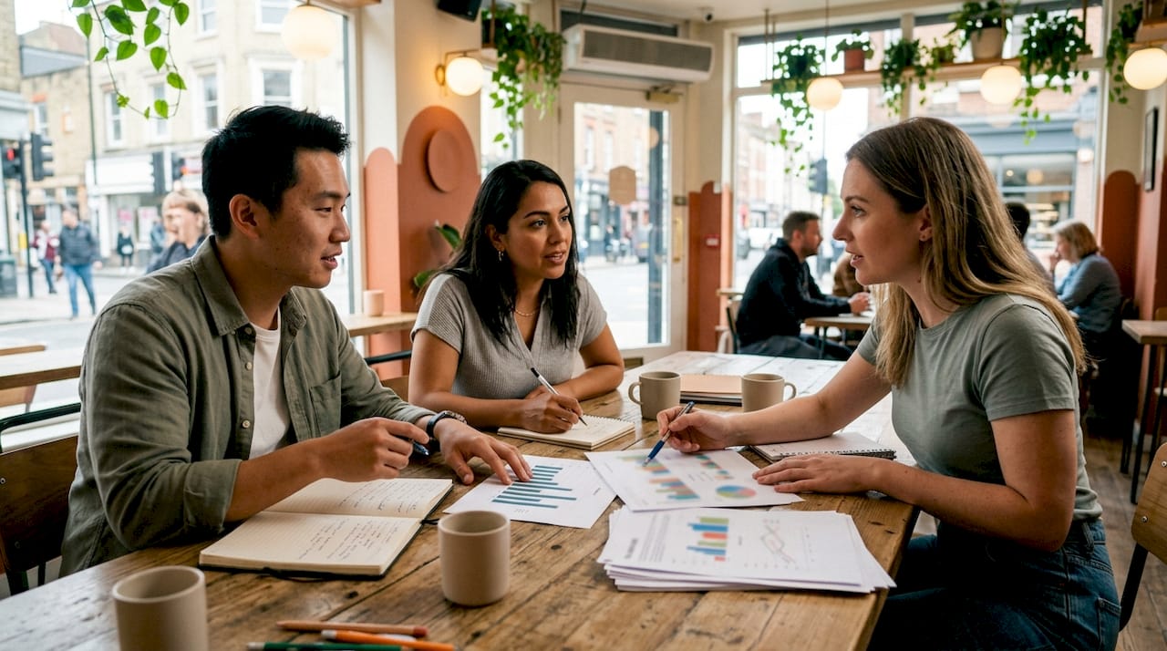 Ecommerce team collaborating on analytics reports
